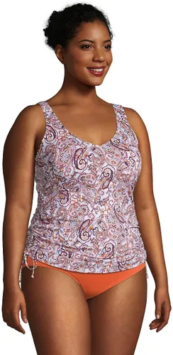 Vista 3 de Lands End Traje de baño tankini con cuello en V ajustable resistente al cloro para mujer tirantes ajustables