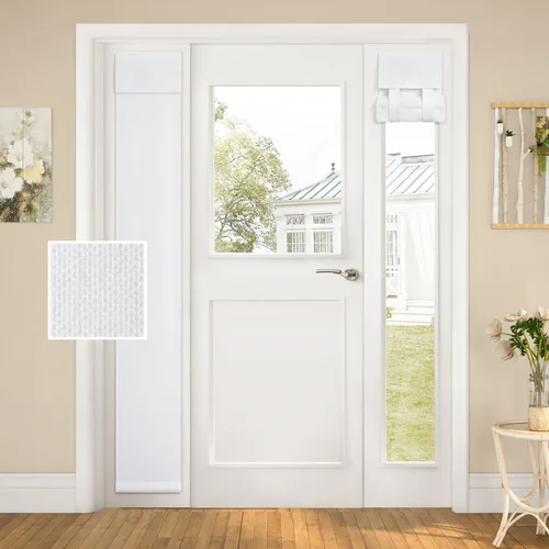 Vista 20 de HOMEIDEAS Cortinas opacas de lino con luz lateral para puerta delantera, cortinas de ventana de puerta lateral, ventana pequeña, decoración moderna