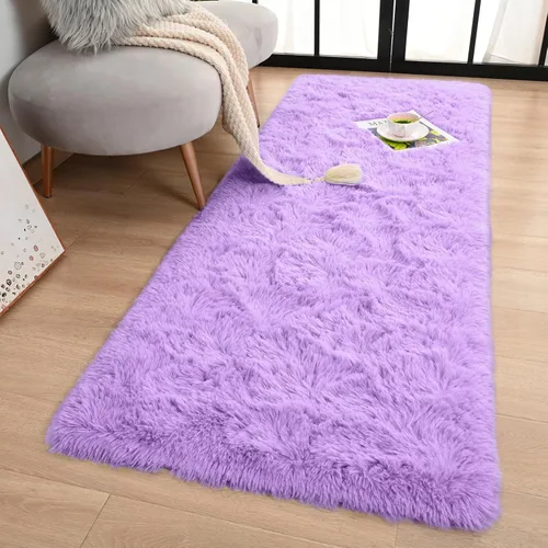 Vista 21 de Terrug Alfombra Corredor Negra Esponjosa para Dormitorio, 2x6 Pies Lindas Alfombras de Área de Pelo Largo para Pasillo, Alfombra de Felpa Suave