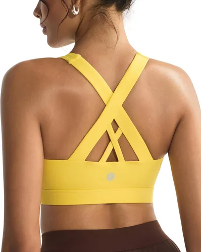 Vista 41 de RUNNING GIRL - Sujetadores deportivos para mujer, sujetadores deportivos con tiras acolchadas y espalda cruzada de apoyo medio con copas extraíbles