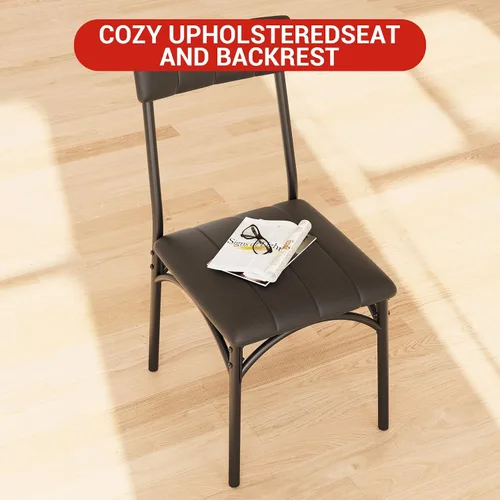 Vista 6 de Takywep Juego de mesa de comedor para 4 para espacios pequeños, mesa de cocina con 4 sillas tapizadas, marco moderno de madera y metal para Negro
