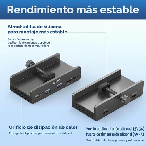 Vista 7 de EJAY Abrazadera USB Hub 5-en-1 USB C Hub 59" Cable para iMac y PC