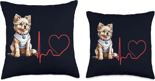 Vista 3 de Russian Toy Dog Lover Heartbeat EKG Gifts Shirt Juguete ruso Heartbeat EKG divertido para fanáticos de perros y propietarios, almohada de 16 x 16