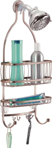 Vista 8 de iDesign York - Organizador de ducha colgante de alambre de metal, espacio extra amplio para champú, acondicionador y jabón con ganchos para Satén