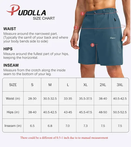 Vista 7 de Pudolla Pantalones cortos de senderismo para hombre, pantalones cortos de verano para viajes al aire libre para hombres con bolsillos con cremallera
