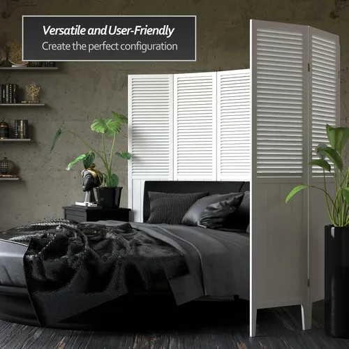 Vista 3 de Oriental Furniture - Divisor de abalorios de 6 pies de alto, color blanco, 3 paneles