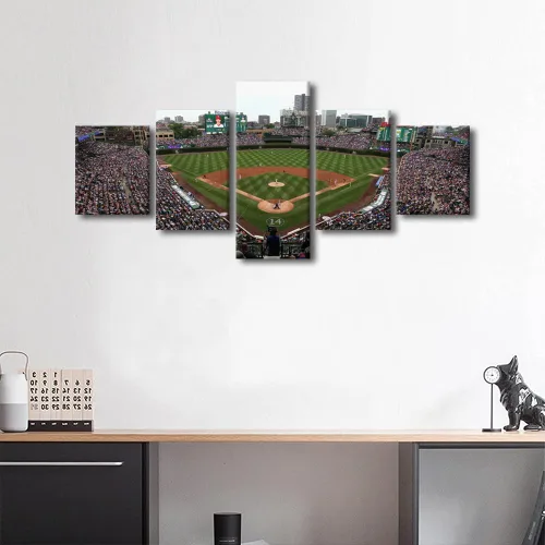 Vista 2 de Arte para pared, lienzo para estadio deportivo, arte para pared, diseño de campo de Wrigley en Chicago, pinturas de Chicago, impresiones sobre