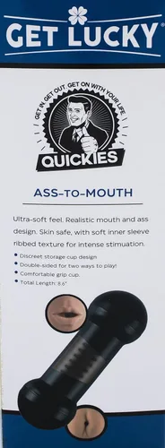 Vista 3 de Get Lucky Masturbador masculino Quickies - Doble A2M - Textura realista de piel real, túnel acanalado oral y anal, resistente al agua, fácil