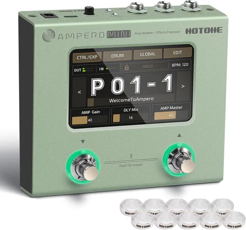 Vista 12 de HOTONE Procesador de múltiples efectos, pedal de guitarra, amplificador de bajo, modelado de gabinetes IR, simulación multiidioma estéreo, OTG