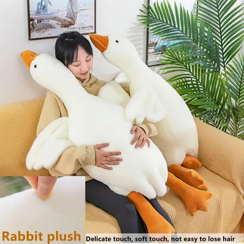 Vista 6 de NatureMan Peluche de ganso de 33.4 pulgadas, juguete de peluche de ganso muy grande, lindo cojín de felpa de ganso blanco, súper suave para todas