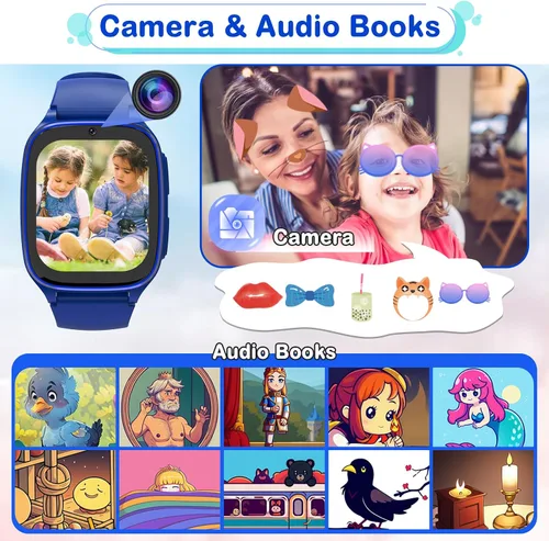 Vista 5 de 4G - Reloj inteligente para niños, reloj inteligente para niños y niñas de 4 a 12 años con llamadas, SOS, controles parentales, juegos, cámara