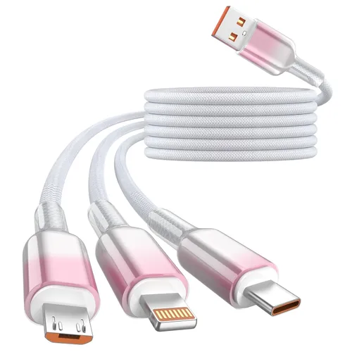 Vista 19 de Cable de carga 4 en 1 de 240 W máximo, cable USB C de carga rápida con chip E-Mark, cable USB A/C a C/Lightning, cable de carga múltiple para iPhone
