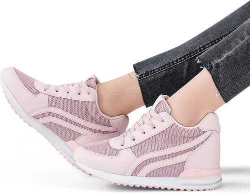 Vista 2 de Sosenfer Zapatos deportivos de cuña con tacón oculto para mujer, antideslizantes, con cordones, cómodos y modernos, zapatos deportivos de cuña