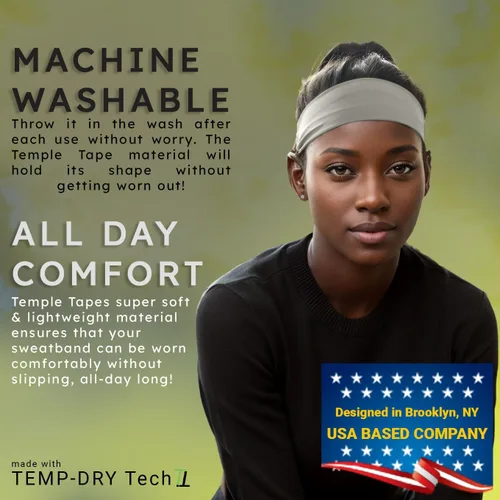 Vista 6 de Bandas de sudor Temple Tape - Diademas de entrenamiento para mujeres y hombres - Bandas de sudor para hombres - Bandas de sudor para deportes