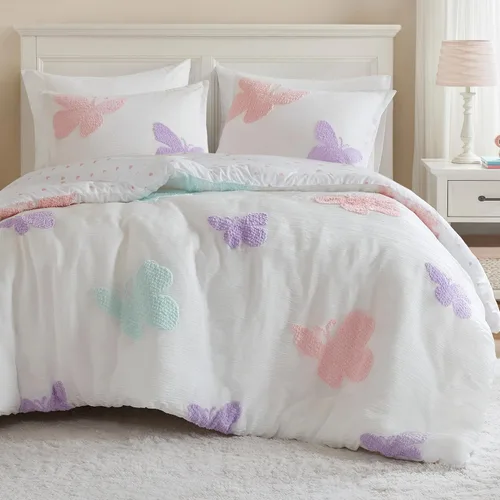 Vista 12 de Intelligent Design Kids Cosmos Juego de Edredón Tamaño Twin – Chenilla Tufted con Estrella Azul y Luna, Ropa de Cama Reversible de 2 Piezas