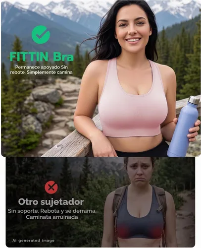 Vista 2 de FITTIN Sujetador deportivo ajustable para mujer: ajuste cómodo y soporte Negro/Azul/Rosa/Blanco