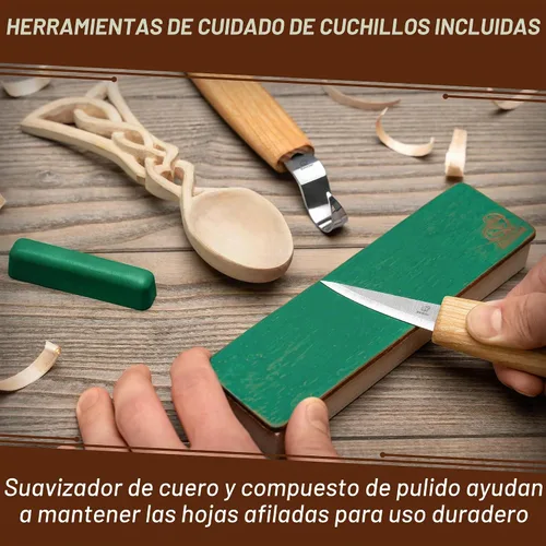 Vista 7 de Kit de tallado de cuchara de madera BeaverCraft para principiantes DIY04 - Juego de tallado incluye herramientas de tallado de cuchara, cuchillo