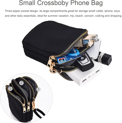 Vista 5 de WITERY Bolso cruzado de nailon impermeable para teléfono celular, monedero para teléfono inteligente para mujer