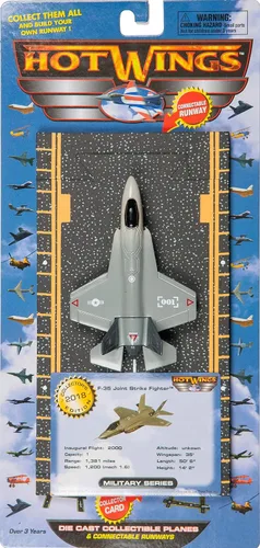 Vista 2 de Hot Wings Planes Combatiente de ataque conjunto con pista conectable, gris