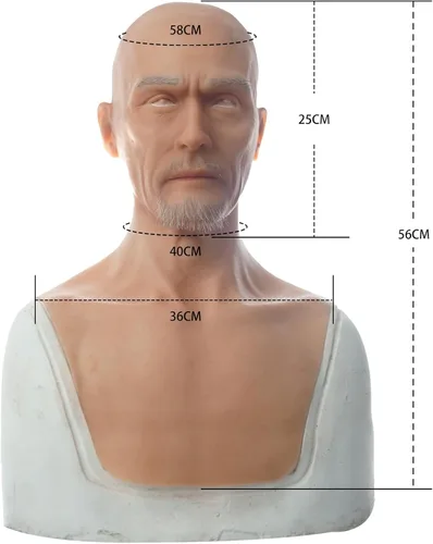 Vista 6 de EQAIWUJIE Máscara de silicona facial realista de anciano, máscara de cabeza completa, máscaras de Halloween, máscara de fiesta de cosplay