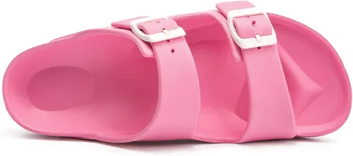 Vista 3 de FUNKYMONKEY - Sandalias bajas cómodas para mujer, hechas de etilvinilacetato, ajustables con hebilla doble