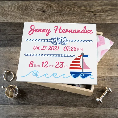 Vista 21 de DIBSIES Caja de recuerdos personalizada para bebé (grande, elefantes azules)