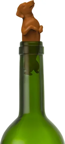 Vista 3 de Genuine Fred WINER DOG Tapón para botella, tapón de vino de silicona con bonito diseño de perro salchicha – Mantiene un sello hermético – Divertido