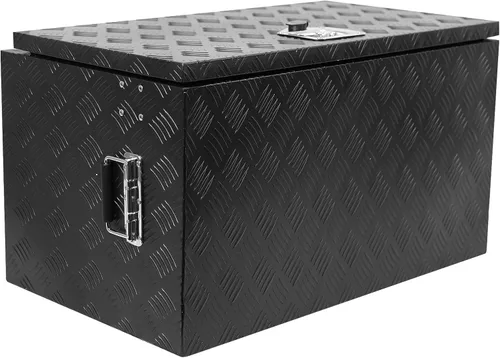 Vista 2 de Caja de herramientas chapada en aluminio resistente de 30 pulgadas, caja de herramientas para camioneta, caja de herramientas para remolque, placa