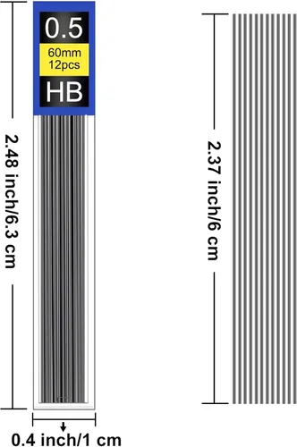Vista 2 de Morepack Recambio de mina de 0.5 mm, 840 piezas de recambios de mina 0.5 mm para lápiz mecánico, 0.5 mm HB, recambios de lápiz mecánico resistentes