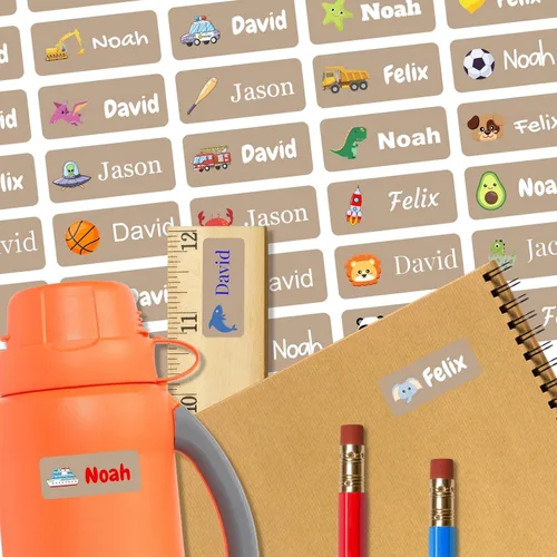 Vista 11 de 128 etiquetas adhesivas de nombre personalizadas para guardería, etiquetas de nombre impermeables personalizadas para niños, suministros escolares