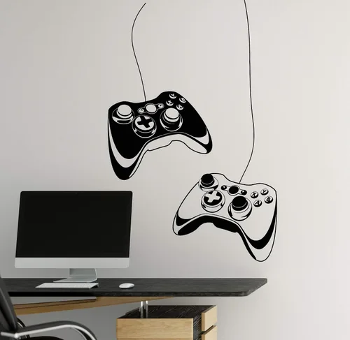 Vista 2 de Vinilo adhesivo para pared gamer, joystick de vinilo para habitación de niños, decoración grande z4909 (28 x 43 pulgadas)