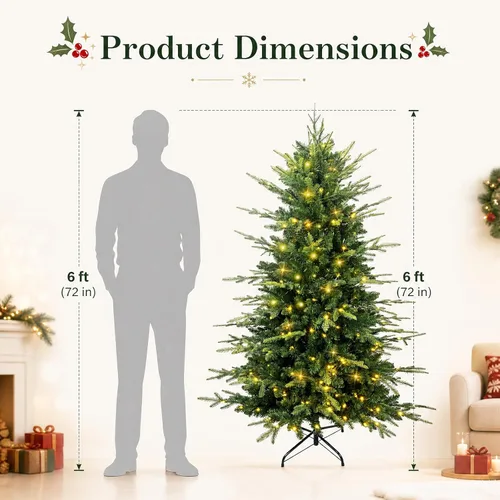 Vista 2 de Árbol de Navidad de abeto Aspen preiluminado de 6 pies, árbol