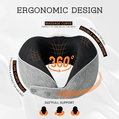 Vista 3 de Reidio Almohada de viaje de espuma viscoelástica para avión, diseño ergonómico, soporte para la cabeza, extraíble, lavable, súper suave, almohada