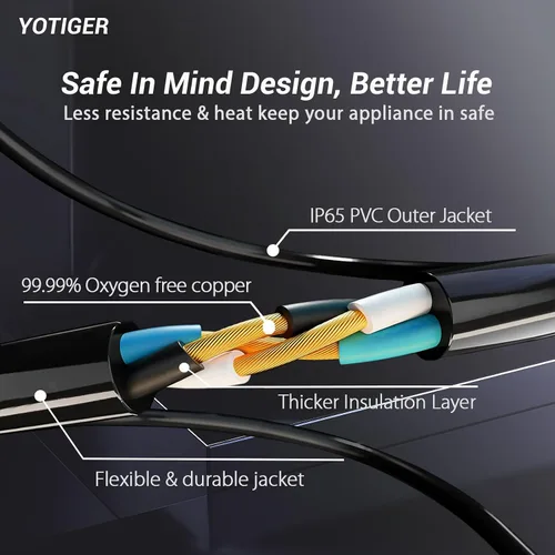 Vista 5 de YOTIGER Cable de extensión para exteriores de 1 a 4 divisores para luces de Navidad, máximo 33.3 pies de extremo a extremo (43 pies en total)