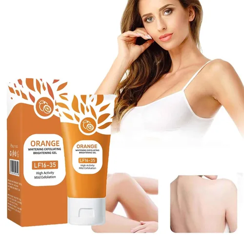 Vista 6 de Gel exfoliante naranja, exfoliante hidratante para todo el cuerpo y todo tipo de piel, logra una piel más suave y brillante (2 unidades, 1.76 onzas)
