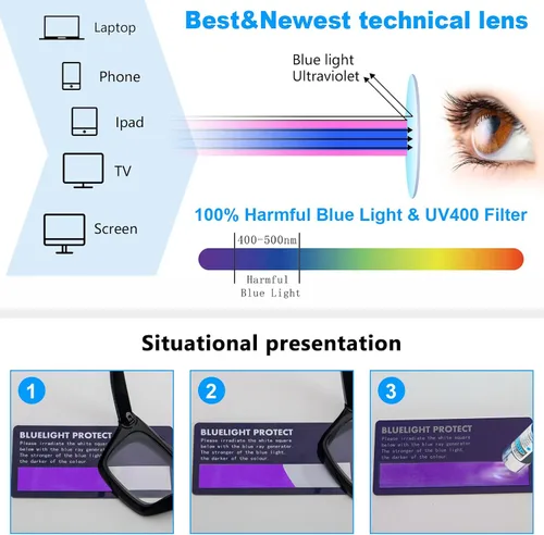Vista 6 de DXYXYO Blue Light Blocking Reading Glasses for Women Oversized Computer Readers Retro Fashion Square