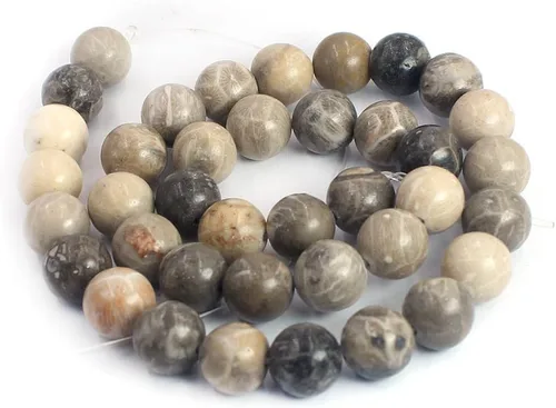 Vista 6 de SR BGSJ Jewelry Making Craft Natural 6, 8, 0.394 in, redondo, coral fósil, crisantemo, jaspe, piedras preciosas sueltas, cuentas espaciadoras de 15