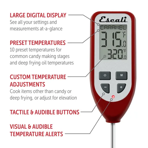 Vista 3 de Escali DHC1 Termómetro Digital para Freír Profundo y Termómetro de Caramelo con Clip para Olla y Medidor de Temperatura de Aceite para Freír