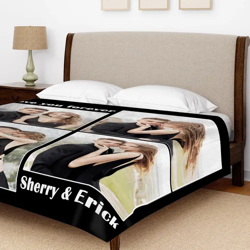 Vista 3 de Manta personalizada con texto de fotos, mantas personalizadas con imágenes, aniversario, cumpleaños, día de San Valentín, regalos de fotos