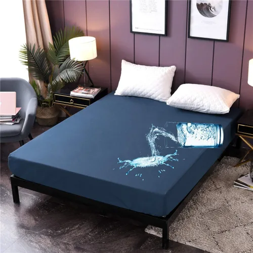 Vista 8 de NTBED Funda protectora de colchón impermeable negra tamaño matrimonial de poliéster con bolsillo profundo para cama, sábana bajera ajustable de Negro