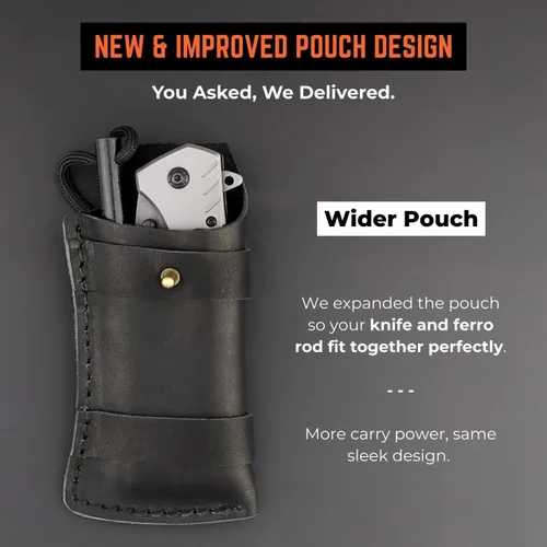 Vista 5 de Tactiko - Cuchillo de bolsillo plegable 4 en 1 para hombre con iniciador de fuego y bolsa de cinturón de cuero, cortador de cinturón de seguridad