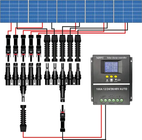 Vista 6 de Conectores de panel solar T conectores de rama, conectores de rama para paneles solares, IP67 impermeable 5 a 1 conectores para 1 par/M/FFFFF
