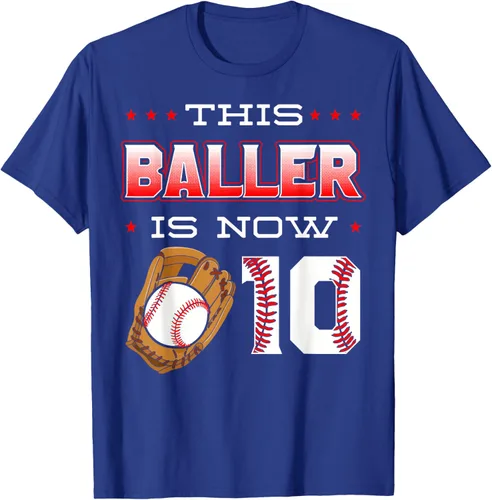 Vista 26 de This Baller Is Now 10 - Camiseta de béisbol para fiesta temática de cumpleaños número 10, Negro