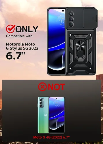Vista 2 de LeYi Funda para Moto G Stylus 5G 2022: [No compatible con la versión 4G] Funda para Moto G Stylus 2022 con protector de pantalla de vidrio templado