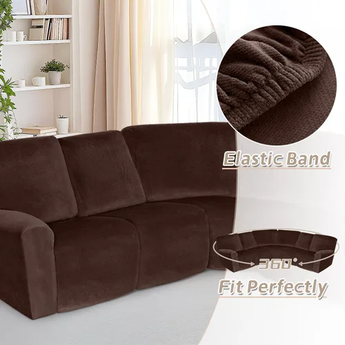 Vista 663 de Arfntevss Fundas de sofá seccional reclinable de terciopelo, Funda de sofá seccional de esquina para sofá reclinable, Funda elástica suave