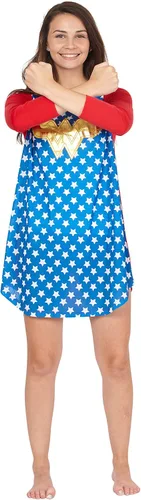 Vista 3 de Wonder Woman DC Comics Logo Ragalan - Camisón de pijama, Rojo