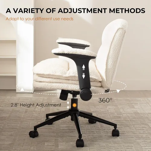 Vista 5 de Dowinx Silla Criss Cross con Brazos Abatibles Ajustables y Ruedas, Cómodo Sillón Ergonómico de Escritorio de Oficina con Cojines de 3 Capas, Silla