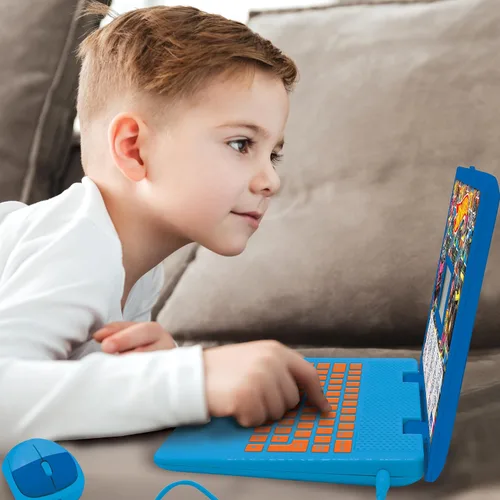 Vista 4 de Lexibook Hot Wheels, portátil educativo y bilingüe en inglés/español, juguete para niños con 124 actividades para aprender, jugar juegos y música