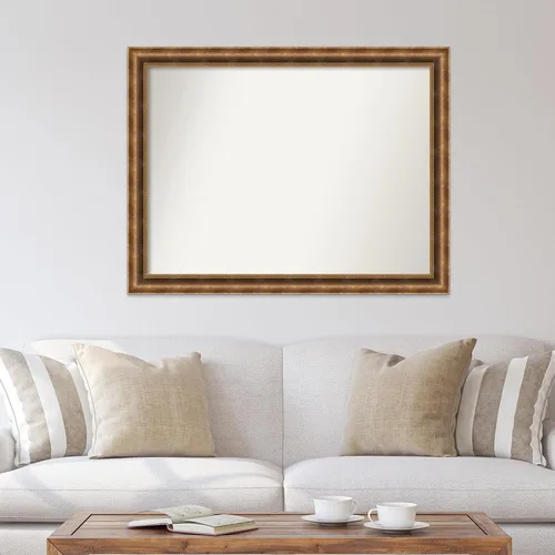 Vista 499 de Amanti Art Espejo de pared personalizado no biselado (25 x 25 pulgadas), marco de bronce acentuado, varios tamaños personalizados, espejo de baño