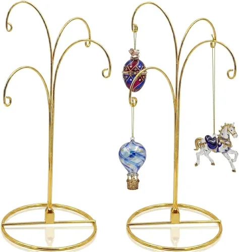 Vista 11 de HOHIYA Soporte de exhibición de adornos de 12 pulgadas, paquete de 2 soportes de metal de 4 brazos para decoraciones de Navidad, adornos colgantes